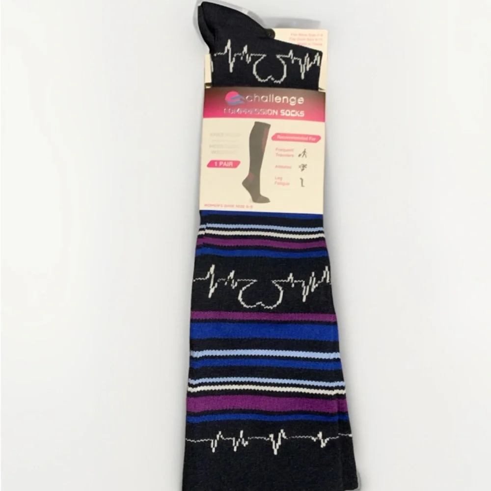 Compression Socks for Women with Heart EKG Nurses Doctors Design NWT